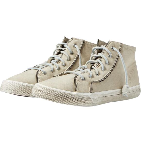 Sperry x Rebecca Minkoff Tan Canvas Distressed Sneaker, Women's Size 9.5 NWT - Picture 1 of 7